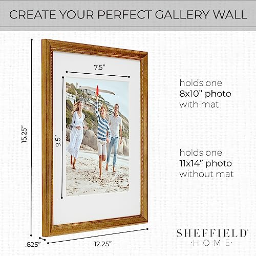 Sheffield Home 9 Piece Gallery Wall Frame Set, 11x14 Inch, Beaded Antique Bronze - color: Beaded Antique Bronze, size: 11x14 Inch