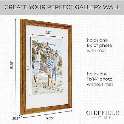 Sheffield Home 9 Piece Gallery Wall Frame Set, 11x14 Inch, Beaded Antique Bronze - color: Beaded Antique Bronze, size: 11x14 Inch