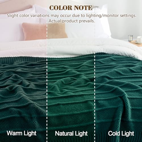 Carriediosa Knit Throw Blanket for Couch 50x60 Stripe Cable Knitted Throws | Dark Green, Soft Textured Neutral Fall Blankets, Cozy Decorative Home Decor, Cover for Bed, Sofa & Outdoor Use - color: Dark Green, size: 50" X 60"