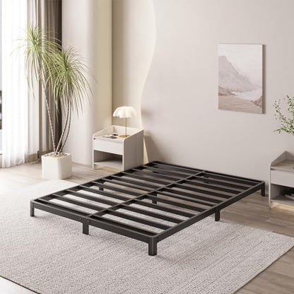 Yicensen 4 Inch Full Bed Frame Low Profile No Box Spring Needed, Heavy Duty Full Size Metal Platform Bed Frame with Rounded Corner Legs, Easy Assembly, Noise Free, Black - size: Full, style: 4 Inch
