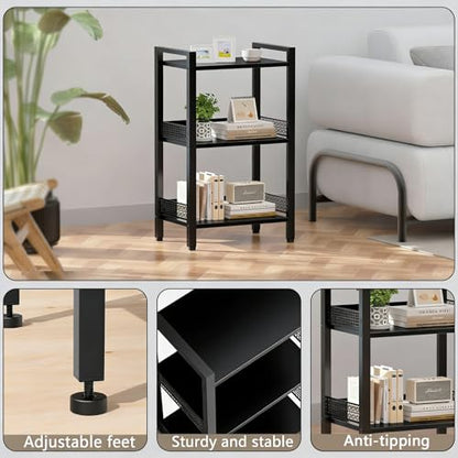 3-Tier Book Shelf, Bookcase with a Back Panel, Storage Shelves for Bedroom, Living Room & Home Storage (Black) - color: Black