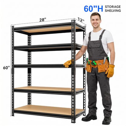 3000LBS Storage Rack,5-Tier Heavy-Duty Storage Shelving,Adjustable Metal Shelves,60" Hx28 Wx12 D Shelf for Warehouse,Garage,Pantry, Kitchen,Office