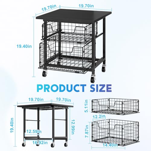 Mini Fridge Stand with Storage, Small Refrigerator Stand with 2 Drawers, Mini Fridge Shelf Cabinet-Max Load 300 LBS Heavy Microwave Stand Mini Fridge Cart for Dorm, Apartment, Kitchen (Black) - color: Black
