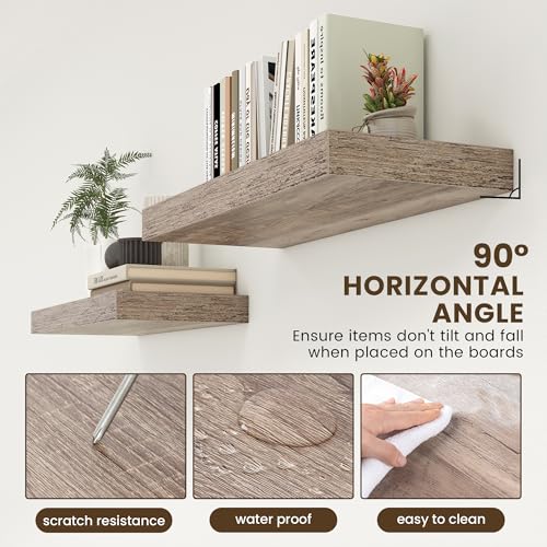 30 Inch Floating Shelves, 12'' Deep Grey Shelves for Wall Set of 1 | Invisible Brackets, Engineered Wood, Mounting Hardware Included, 45LBS, Bathroom, Laundry Room, Kitchen, Living Room - color: Grey, size: 30W x 11.6D x 2H, 1 Pack