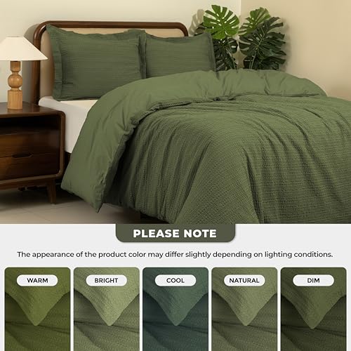 Dreamology Full Duvet Cover, Waffle Duvet Cover Full, 100% Cotton Waffle | Duvet Covers with Zipper Closure, Soft Textured & Breathable Duvet Cover Set,Bedding Duvet Cover Set 3 Pieces (Green) - color: Green, size: Full