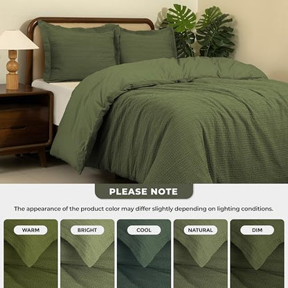 Dreamology Full Duvet Cover, Waffle Duvet Cover Full, 100% Cotton Waffle | Duvet Covers with Zipper Closure, Soft Textured & Breathable Duvet Cover Set,Bedding Duvet Cover Set 3 Pieces (Green) - color: Green, size: Full