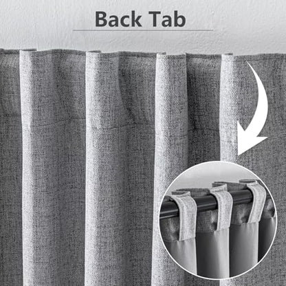 100% Blackout Curtains 84 inch Length 1 Panel Faux Linen Long Drapes for Bedroom Living Room Black Out Room Darkening Curtain Thermal Insulated Back Tab Rod Pocket(W100 x L84, Beige) - color: Beige, size: 100"W x 84"L (Pack of 1)