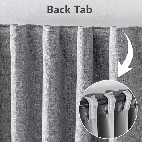100% Blackout Curtains 84 inch Length 2 Panels Faux Linen Long Drapes for Bedroom Living Room Black Out Room Darkening Curtain Thermal Insulated Back Tab Rod Pocket(W37 x L84, Light Grey) - color: Light Grey, size: 37"W x 84"L (Pack of 2)