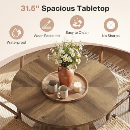 Tribesigns Small Round Dining Table for 2-4 People, 31.5" Wooden Kitchen Table with Thickened Tabletop & Sturdy Base, Mid-Century Modern Dinner Table for Small Apartment, Kitchen Nook, Dining Room