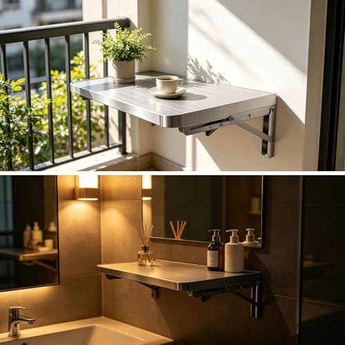 304 Stainless Steel Wall Mount Folding Table 16 20 24 28 32 36 40 43 47 51 59 71in Kitchen Storage Shelf Drop Down Heavy Duty Foldable Wall Mount Shelving for Kitchen Balcony(50x35cm/19.7x13.8in) - size: 50x35cm/19.7x13.8in