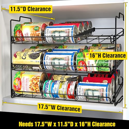 Deco Brothers Stackable Can Rack Organizer Holds Up to 36 Cans, Black | for Kitchen and Pantry - color: Black