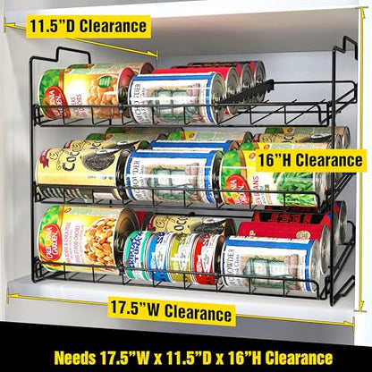 Deco Brothers Stackable Can Rack Organizer Holds Up to 36 Cans, Black | for Kitchen and Pantry - color: Black