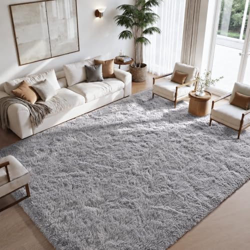 Zentavio Area Rugs for Living Room Grey Rugs for Bedroom Large 5x8 Carpet Fluffy Furry Soft Shag Aesthetic Plush High Pile Gray Throw Rug for Nursery Kids Room Dorm - color: Grey, size: 5' x 8' (Rectangular)
