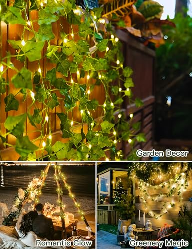 Solar Ivy String Lights, 33Ft 100 LED Vines with Lights Warm White - color: Ivy, size: 33Ft*1pack