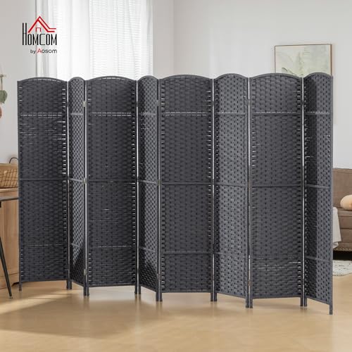 HOMCOM Room Divider 8 Panel Folding Privacy Screen 5.6' Tall Charcoal Gray | Freestanding Partition, Home Office, Bedroom - color: Charcoal Gray, size: 8 Panel