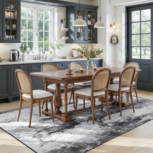Toneed Abstract Area Rug Modern Washable Rug Soft Non Slip Rug Low Pile for Bedroom Living Room Dining Room Slate Grey 5x8 Feet - color: Slate Grey, size: 5' x 7'11" (Rectangular)