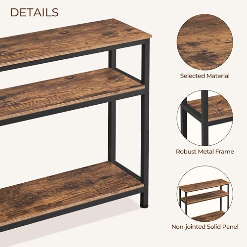 Yaheetech Narrow Console Table with 3 Tier Shelves, Rustic Brown, 39.5" | Sofa Table, Small Entryway Table with Storage Shelves, Behind Couch Table for Living Room, Easy Assembly, Industrial - color: Rustic Brown