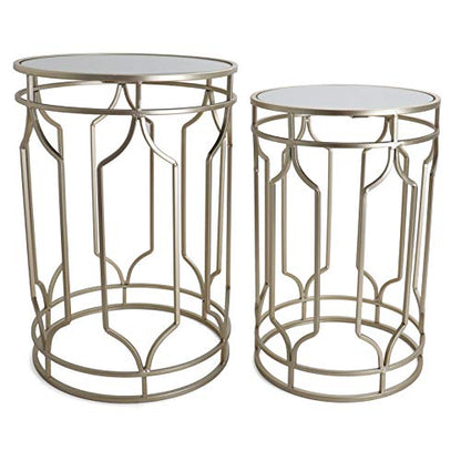 Nested Metal Side Tables - Set of 2 for Living Room & Bedroom (Gold) - color: Alexander - Gold