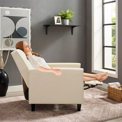 Naomi Home Landon Modern Reclining Accent Chair for Living Room | Recliner Chair with Enhanced Back Support, Wide Seat, Thick Cushioning | Recliner for Small Spaces - color: Cream, style: Recliner
