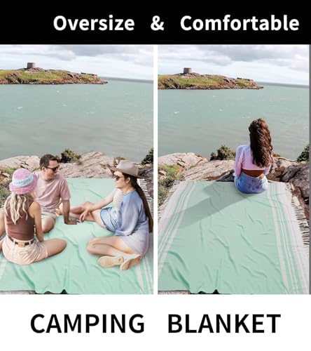 Extra Large Turkish Beach Towel Picnic Mat Throw Blanket Oversized Sand Free Quick Dry Giant Boho Sandproof Lightweight Cloud Hawaii Honeymoon Travel Essentials Xl Big Women Men Summer Vacation Gift - color: Beige, size: Giant Large 82''x88''