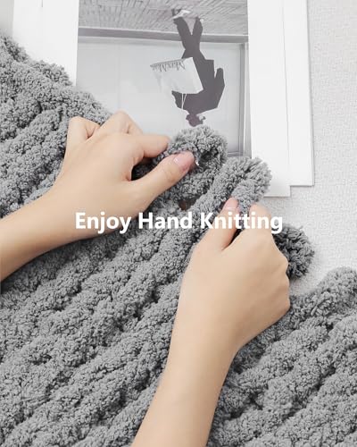 Cozyful Chunky Yarn for Hand Knitting, #9 Thick Jumbo Big Chunky Yarn for Crocheting, Super Chunky Knit Blanket Yarns, Large Chunky Chenille Yarns, 8 Pack (30 yds 8 oz Each Skein), Light Grey - color: Light Grey