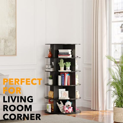 SpaceAid Black 5-Tier Spinning Rotating Shoe Rack Organizer, Shoe Display Tower Lazy Susan, Revolving Shoes Rack StorageOrganization, 360 Vertical Bags Holder Rotate Organizer - size: 5 Tier, 45.3" H