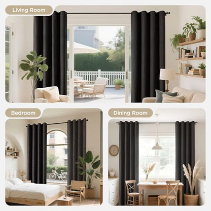 Joydeco Blackout Curtains 96 Inches Long 2 Panels Burg, Room Darkening Curtains for Bedroom, 100% Black Out Textured Thermal Drapes Privacy Protection 2 Panels Set(W52 x L95 Inch, Charcoal Grey) - color: Charcoal Grey, size: 52"W x 96"L (Pack of 2)