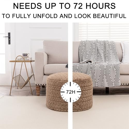 Poofieotto Round Pouf Ottoman Footstool 20x14In Ottoman Couch Footrest Tan | All-One Foam Pouf, Ottoman Coffee Table,Couch Foot Rest,Chair Footrest,Remov. Cover, Perfect for Living Room, Bedroom & Dorm - color: Tan