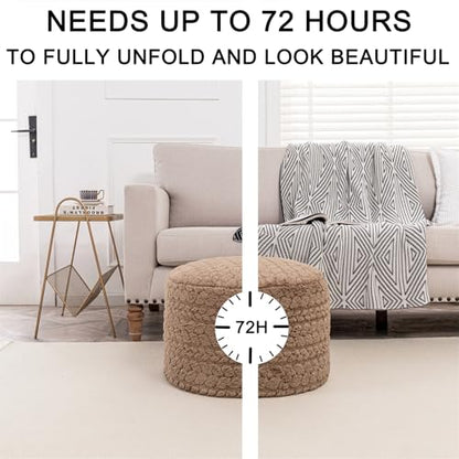 Poofieotto Round Pouf Ottoman Footstool 20x14In Ottoman Couch Footrest Tan | All-One Foam Pouf, Ottoman Coffee Table,Couch Foot Rest,Chair Footrest,Remov. Cover, Perfect for Living Room, Bedroom & Dorm - color: Tan