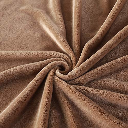 TASTHROW Large Flannel Fleece Throw Blanket, 50×70 Inch | Cozy Lightweight Thick Blanket - All Seasons Suitable for Women, Men and Kids (Two Pack, Lightcoffee) - color: Light Coffee, size: Two Pack 50"x70"