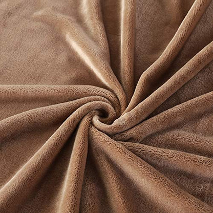 TASTHROW Large Flannel Fleece Throw Blanket, 50×70 Inch | Cozy Lightweight Thick Blanket - All Seasons Suitable for Women, Men and Kids (Two Pack, Lightcoffee) - color: Light Coffee, size: Two Pack 50"x70"