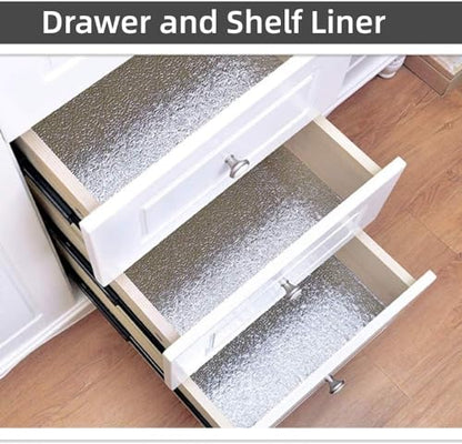 Soqool Kitchen Oil Proof Sticker, Peel and Stick Aluminum Foil Backsplash Wallpaper, Self Adhesive Waterproof Contact Paper for Cabinet, Drawer, Shelf Liner, Countertop Cover, 15.7 x196.8 Inch - color: Silver-texture, size: 15.7"W x 196.8"L