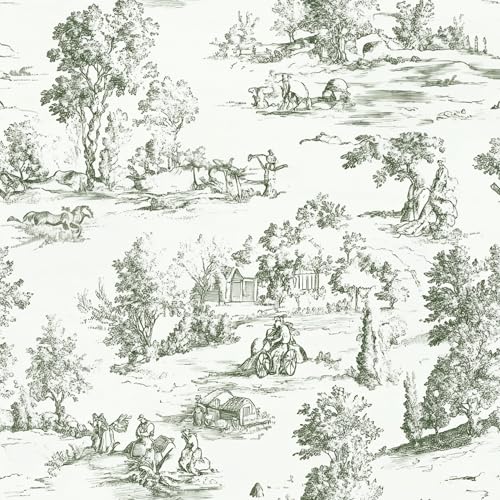Peel and Stick Wallpaper, Self - Adhesive Removable Vintage Pastoral Landscape Pattern, PVC Contact Paper for Bedroom/Living Room/Kitchen/Bathroom/Cabinet, Renter Friendly - size: 17.7" x 236.2"