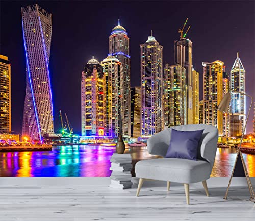 Reyhui Mural Wallpaper Large City Night View | 151"x105" Not Peel and Stick Wall Mural for Bedroom Living Room TV Background Sofa Wall - color: MURAL-012, size: 151" x 105"