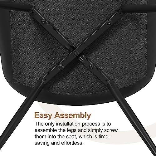 Yaheetech Dining Chairs Set of 2 Mid Century Modern Kitchen Chairs Black | Faux Leather Upholstered Dining Room Chairs with Metal Legs and Curved Backrest, Armless Side Chairs for Kitchen Living Room - color: Black, size: Set of 2