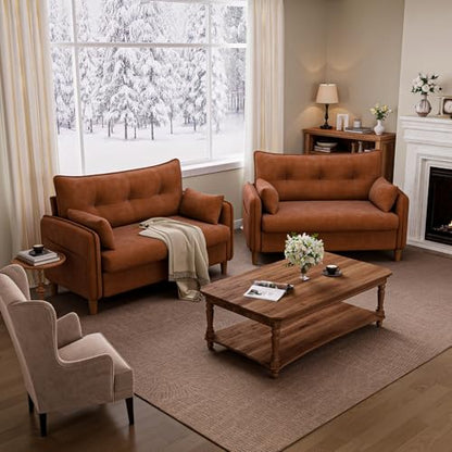 50" Mini Loveseat Couch for Small Space Tufted Love Seat Sofa for Bedroom and Apartment | Small Couches Brown - color: Brown