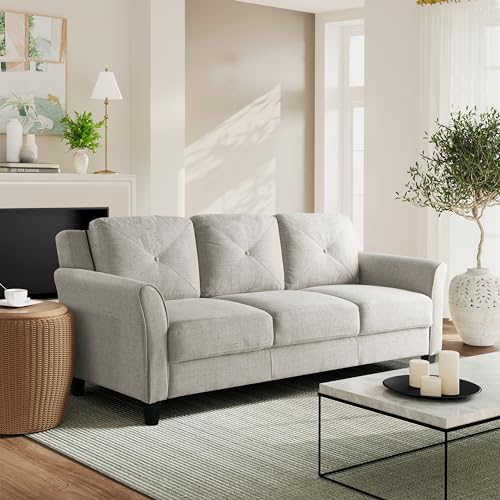 Studio Living Harrington 80.3" Sofa, Transitional Modern, Pocket Coil Comfort, Easy Assembly, Woven Fabric, Beige - color: Beige, size: Sofa