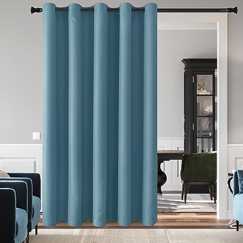 DWCN Blackout Curtain Panel for Bedroom - Thermal Insulated Energy Saving Grommet Blackout Drapery for Patio Door, Room Divider Long Curtain, Stone Blue, W80 by L84, 1 PC - color: Stone Blue, size: 80"W x 84"L (Pack of 1)