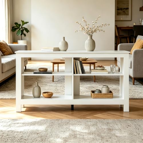 43 inch TV Stand, Suitable for TVs up to 50 inches, Small TV Stands with Open Storage Shelves, Living Room Entertainment Centers, and Bedroom TV Consoles (White) - color: White