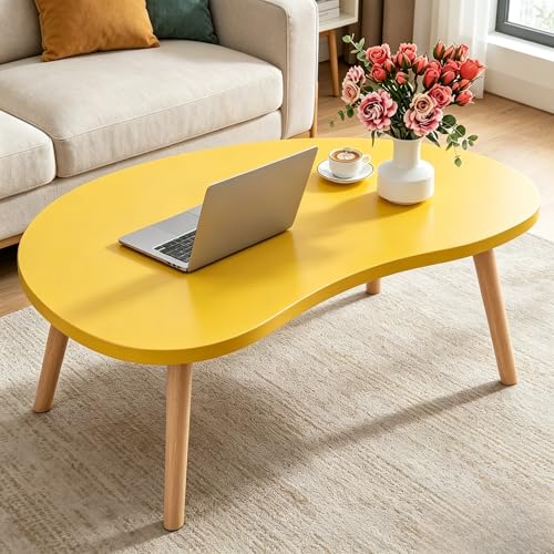 Coffee Table, 31.5" Mango Low Coffee Tables with Solid Wood Legs Yellow | Floor Table Desk for Sitting on The Floor, Easy Assembly Small Space Coffee Tables for Living Room, Apartment, Office - color: 31.5"l Mango Yellow