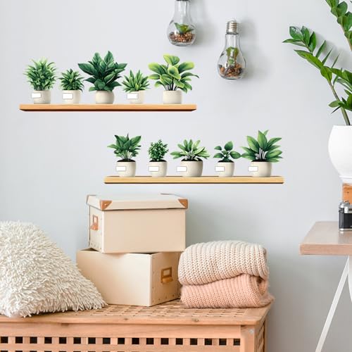 Green Plant Wall Decals 3D Bonsai Tropical Betterfly Wall Sticker Creative Vinyl Peel and Stick Removable Wall Art Decor for Living Room Bedroom Home Office (Green Plant 2) - style: Green Plant 2