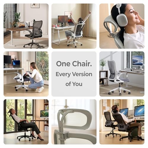 Tervo Model U | Folding Office Chair for Small Spaces | Ergonomic Design with High Rebound Mesh | Computer Desk Chair for Gaming | For Adults & Kids | Foldable & Compact with Flip Up Arms