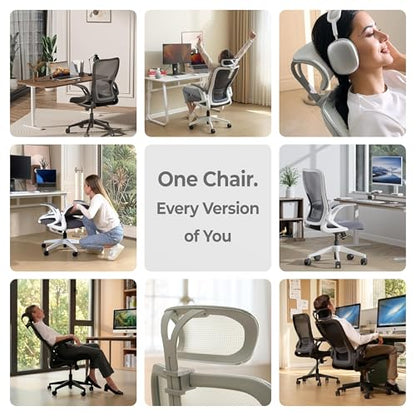 Tervo Model U | Folding Office Chair for Small Spaces | Ergonomic Design with High Rebound Mesh | Computer Desk Chair for Gaming | For Adults & Kids | Foldable & Compact with Flip Up Arms