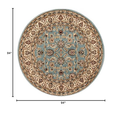 Well Woven Barclay Collection Sarouk Light Blue 8 ft Round Rug - for Living Room, Bedroom, and Dining Room - color: Light Blue, size: 7'10" (Round)