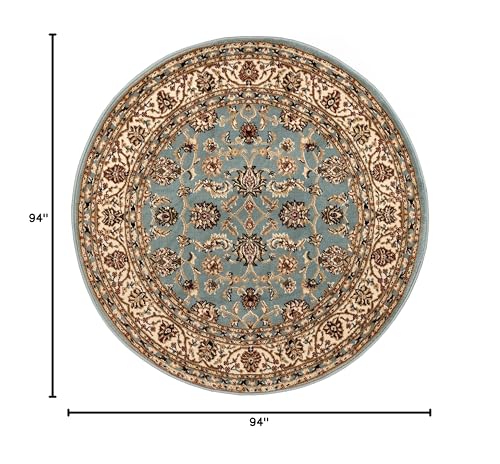 Well Woven Barclay Collection Sarouk Light Blue 8 ft Round Rug - for Living Room, Bedroom, and Dining Room - color: Light Blue, size: 7'10" (Round)