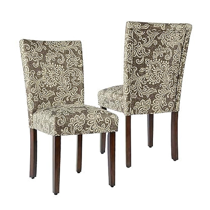 HomePop Classic Parsons Dining Chair, Pack of 2, Brown Jacobean Print - color: Brown Jacobean Print, style: Pack of 2