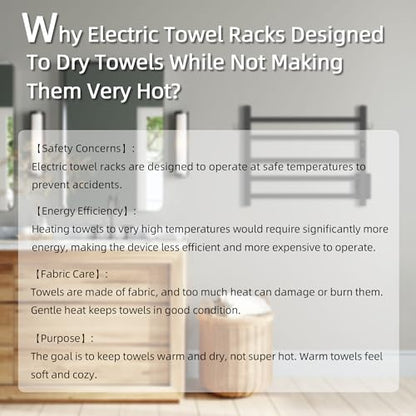 P&Dlusir EL15 Towel Warmer, 5 Bar, Matte Black | Heated Towel Rack, Fast Heat & Fast Dry, Smart Timer & Thermo Control, Stainless Steel, Hard-Wired/Plug-in - color: Matte Black, size: 5 Bar