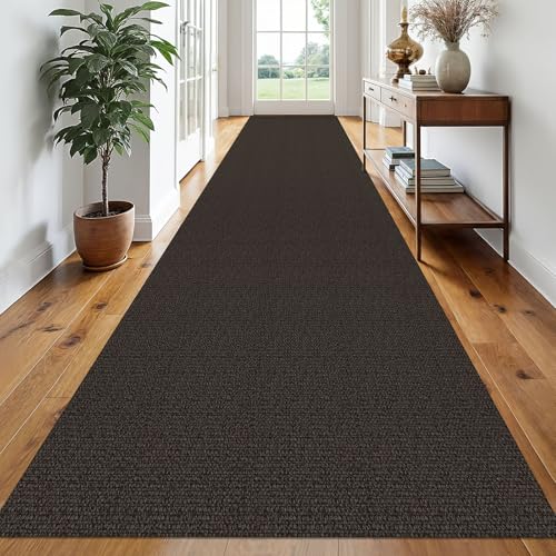 Washable Runner Rug, Non Slip Hall Runner, 3x20 Ft, Taupe/Coffee | Washable Braided Runner Carpet Non Slip Rubber Dot Backed, For Hallway, Kitchen, Entryway, Bedroom, Laundry Room, Foyer - color: Taupe/Coffee, size: 3' x 20' (Rectangular)