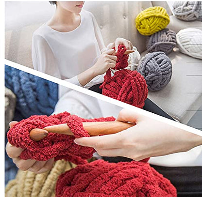 Chunky Knit Chenille Yarn for Hand Knitting Blankets, Super Soft Big Jumbo Blanket Yarn (Mixed Sakura) - color: Mixed Sakura