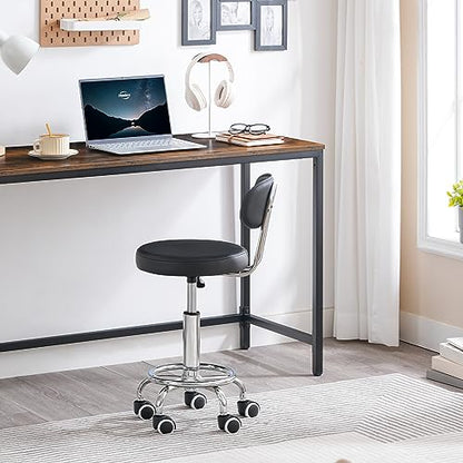 HOOBRO Height Adjustable Rolling Stool, 360° Rotating Drafting Chair, Multi-Purpose Office Desk Chair, Rolling Swivel Salon Stool Chair, for Barber Shop, Nail Salon, Office, Black SB01BY01G1
